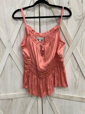 Coral Pink Smocked Peplum Cami Top